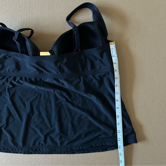 Catalina Swimwear Plus Size Tankini 2X Solid Black Tiger Print Medallion Accent - Picture 8 of 9